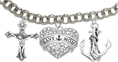 Navy Mom, Adjustable Bracelet, Hypoallergenic, Safe-Nickel, Lead, Cadmium Free