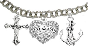 Navy Mom, Adjustable Bracelet, Hypoallergenic, Safe-Nickel, Lead, Cadmium Free