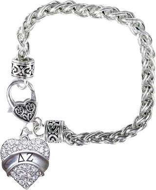 Delta Zeta Crystal Heart Bracelet ©2015 Licensed Sorority Jewelry Manufacturer