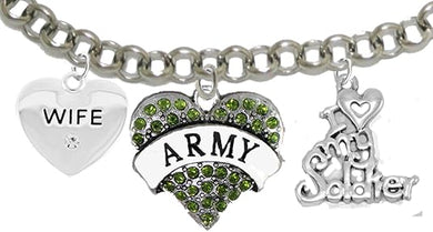 Army Wife, I Love My Soldier, Adjustable Hypoallergenic, Safe-Nickel, Lead, Cadmium Free