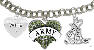 Army Wife, I Love My Soldier, Adjustable Hypoallergenic, Safe-Nickel, Lead, Cadmium Free