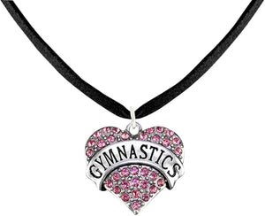 Gymnastics Crystal Pink Heart Necklace, Adjustable, Hypoallergenic, Nickel, Lead & Cadmium Free!