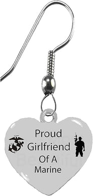 Marine Proud Girlfriend Of A Marine, On A Genuine Solid Sterling Silver Fishhook Wire Earring, What A Great Gift For Yourself, Or Someone Special. Gift Ready,Comes In A Black Velvet Bag