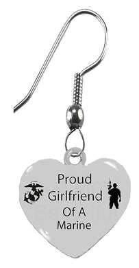 Marine, Proud Girlfriend Of A Marine, On A Silvertone Fishhook/Wire, What A Great Gift For Yourself, Or A Friend. Hypoallergenic-Safe, No Nickel, Lead Or Cadmium In The Metal ©2024