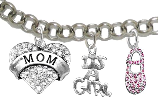 Mom, Its A Girl, Adjustable Bracelet, Hypoallergenic, Safe-Nickel, Lead, Cadmium Free