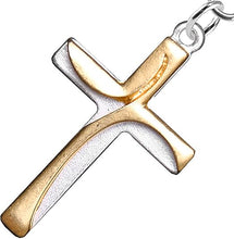 Two Tone Matt Gold and Silver Contemporary Cross Fishhook Earrings Hypoallergenic, Safe-Nickel, Lead, And Cadmium Free
