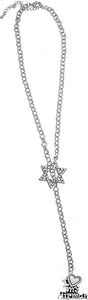 Jewish Air Force, I Love My Airman Crystal Heart, Through A Crystal Star of David, Rolo Chain Necklace Hypoallergenic, Safe-Nickel, Lead, and Cadmium Free