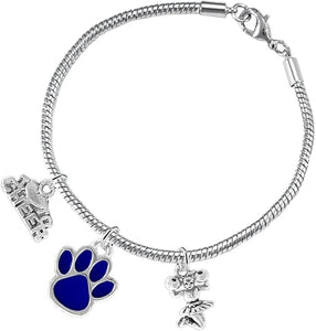 Blue Paw Cheer 3 Charm Bracelet Safe-Hypoallergenic, Nickel, Lead and Cadmium Free