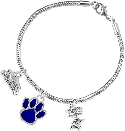 Blue Paw Cheer 3 Charm Bracelet Safe-Hypoallergenic, Nickel, Lead and Cadmium Free