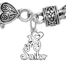 Navy, I Love My Sailor, Wheat Chain Bracelet Hypoallergenic, Safe-Nickel, Lead, Cadmium Free