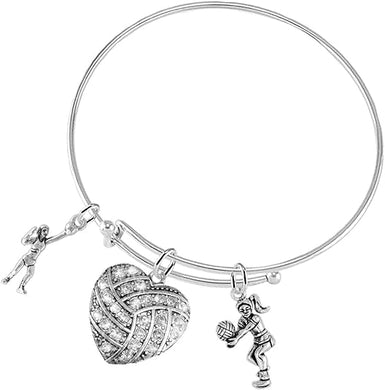 Crystal Heart Volleyball, Adjustable, Safe-Hypoallergenic, Nickel, Lead and Cadmium Free