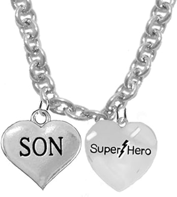 Son, Super Hero, He is Special, Show Him How Much You Care, Sterling Silver, Solid .925 Sterling, Not Plated Or Coated, 18 Inch Necklace, Charm, Nickel, Lead, Cadmium Free. Fast,