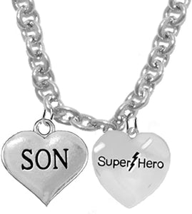 Son, Super Hero, He is Special, Show Him How Much You Care, Sterling Silver, Solid .925 Sterling, Not Plated Or Coated, 18 Inch Necklace, Charm, Nickel, Lead, Cadmium Free. Fast,