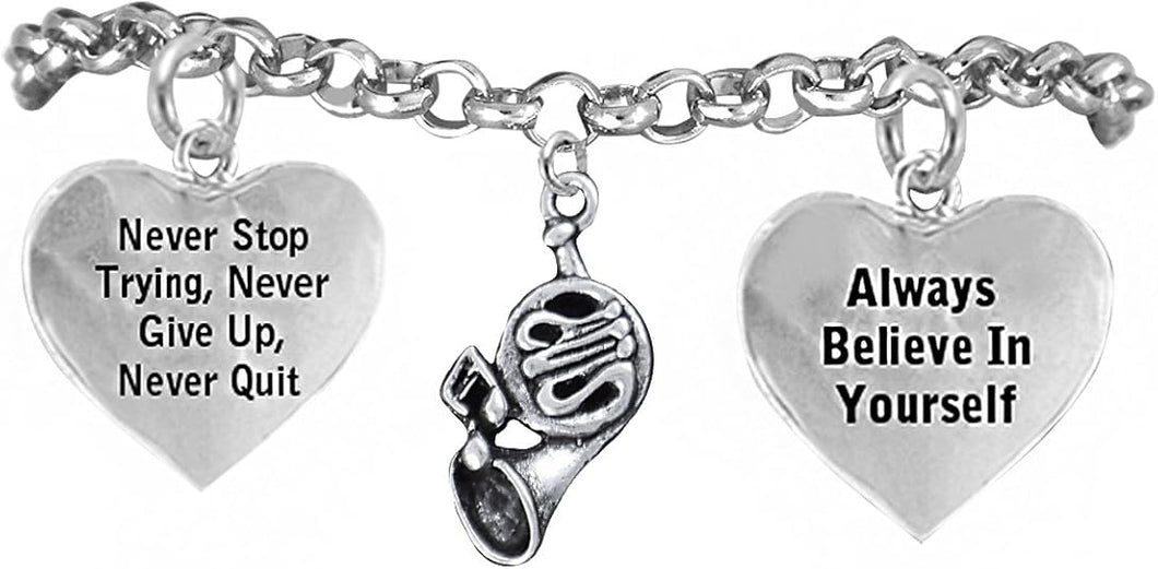 The, French Horn Never Give Up, Never Quit Hypoallergenic Adjustable, Safe-Nickel, Lead Free