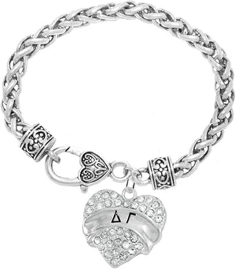 Delta Gamma Crystal Heart Bracelet -Hypoallergenic Licensed Sorority Jewelry Manufacturer