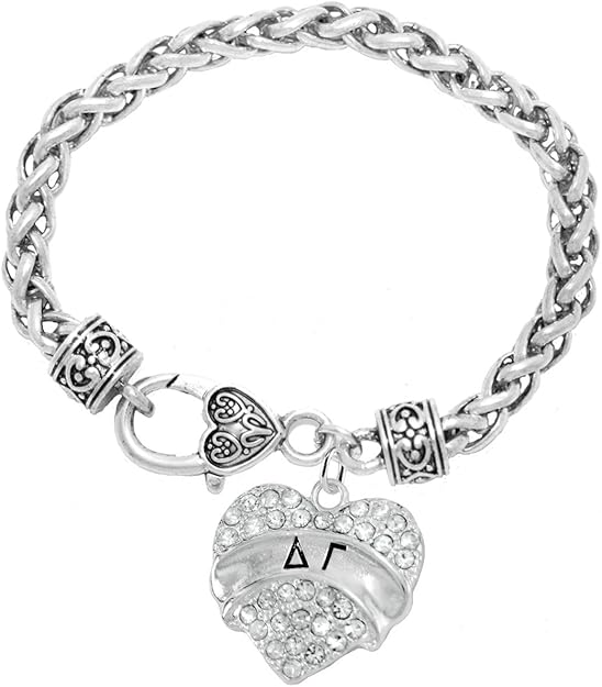 Delta Gamma Crystal Heart Bracelet -Hypoallergenic Licensed Sorority Jewelry Manufacturer