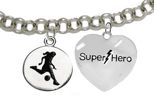My Daughter, Super Hero, " Soccer Player Jewelry" Adjustable Bracelet Hypoallergenic, Safe-Nickel, Lead Free