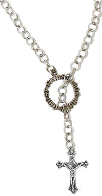 Catholic, Holy Crucifix, Through Father, Son, Holy Ghost, Circle On Adjustable Rollo Chain Necklace, What A Great Gift For Yourself, Or Someone Special, Fits Everyone! Hypoallergenic, No Nickel, Lead, Or Cadmium In Metal.12 To 21 Inches. Cardinali®Jewelry