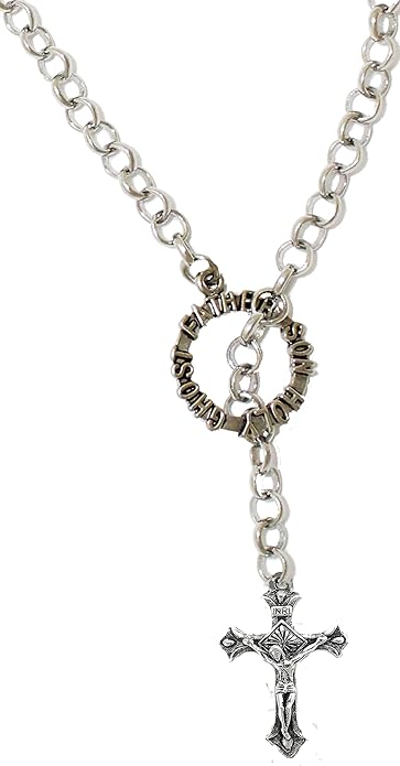 Catholic, Holy Crucifix, Through Father, Son, Holy Ghost, Circle On Adjustable Rollo Chain Necklace, What A Great Gift For Yourself, Or Someone Special, Fits Everyone! Hypoallergenic, No Nickel, Lead, Or Cadmium In Metal.12 To 21 Inches. Cardinali®Jewelry
