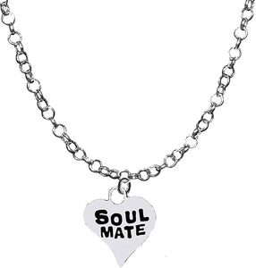Soul Mate Jewelry, Soul Mate, Message, I Love You Heart Jewelry, Endearment Jewelry, I Love You Jewelry, Adjustable 14-21 Inch Rolo Chain Necklace, Nickel, Lead, And Cadmium Free-Hypoallergenic