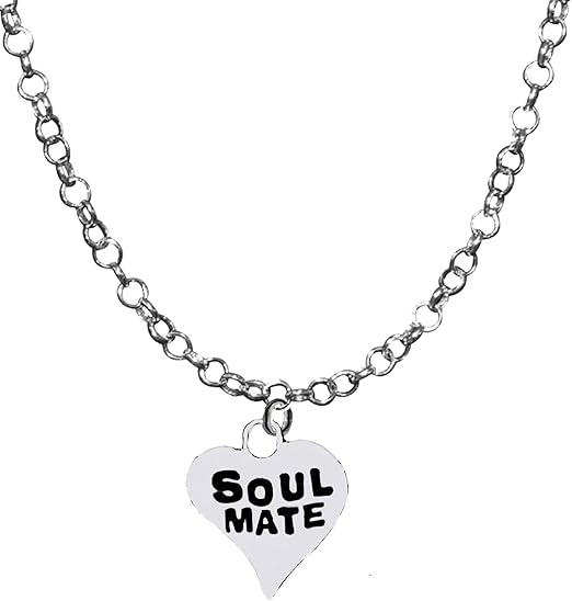 Soul Mate Jewelry, Soul Mate, Message, I Love You Heart Jewelry, Endearment Jewelry, I Love You Jewelry, Adjustable 14-21 Inch Rolo Chain Necklace, Nickel, Lead, And Cadmium Free-Hypoallergenic
