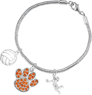 Orange Crystal Paw Volleyball, Adjustable, Safe-Hypoallergenic, Nickel, Lead Free