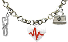 RN, Nurse, Heart With A Heartbeat, Adjustable Charm Necklace, Hypoallergenic, Safe-Nickel, Lead, Free