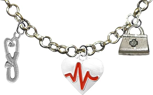 RN, Nurse, Heart With A Heartbeat, Adjustable Charm Necklace, Hypoallergenic, Safe-Nickel, Lead, Free