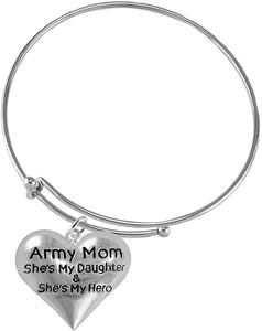 Army, Enlisted Daughter, My Daughter is My Hero Bracelet, Hypoallergenic, Safe-Nickel, Lead, Cadmium Free