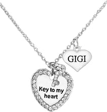 Gigi, Mother's Jewelry, Mom Jewelry, Grandma Jewelry Key to My Heart Adjustable Neck, Hypoallergenic, Safe-Nickel, Lead, Free
