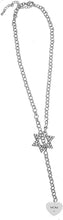 Jewish Mom With Crystal In Heart, Through A Crystal Star Of David, Necklace Hypoallergenic, Safe-Nickel, Lead, And Cadmium Free