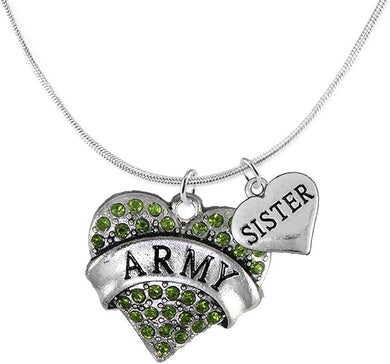 Army Sister Heart Necklace, Adjustable, Hypoallergenic, Will NOT Irritate Anyone with Sensitive Skin. Safe- Nickel, Lead and Cadmium Free