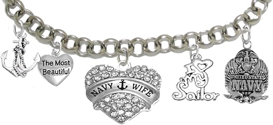 Navy Mom, I Love My Sailor, Adjustable Bracelet, Hypoallergenic, Safe-Nickel, Lead, Cadmium Free