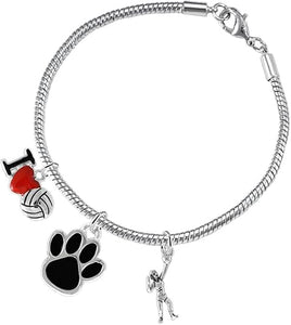 Black Paw Volleyball, Adjustable, Safe-Hypoallergenic, Nickel, Lead and Cadmium Free
