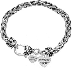 Hair Dresser Crystal Heart, Comb & Scissors Bracelet, Hypoallergenic Safe-Nickel Free, No Poisonous Lead, or Cadmium