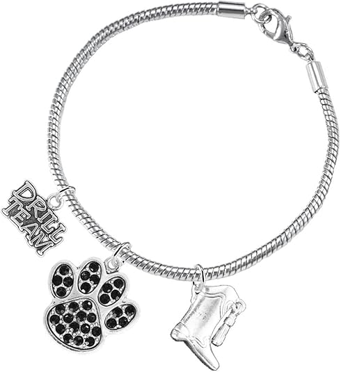 The, Drill Team Jewelry Black Crystal Paw Hypoallergenic Adjustable, Safe-Nickel, Lead Free
