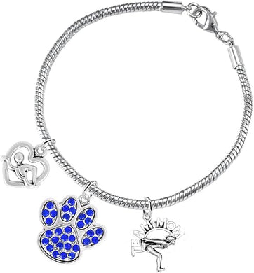 Swimming 3 Charm Blue Crystal Paw Bracelet Hypoallergenic, Safe-Nickel, Lead & Cadmium Free!