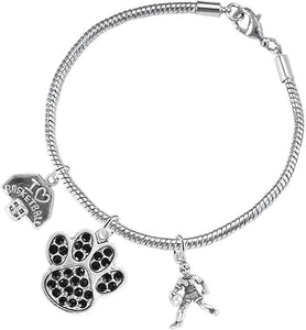 Black PawCrystal Basketball Jewelry, Adjustable, Safe-Hypoallergenic, Nickel, Lead Free
