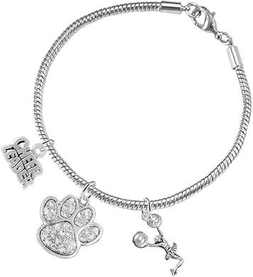 Paw Crystal Cheer 3 Charm Bracelet Safe-Hypoallergenic, Nickel, Lead and Cadmium Free