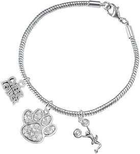 Paw Crystal Cheer 3 Charm Bracelet Safe-Hypoallergenic, Nickel, Lead and Cadmium Free