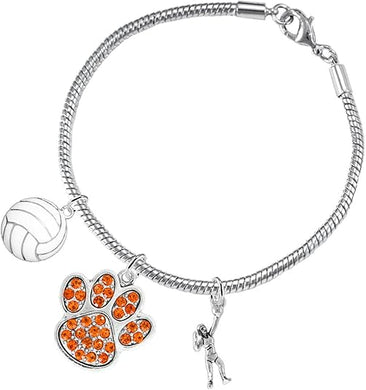 Orange Crystal Paw Volleyball, Adjustable, Safe-Hypoallergenic, Nickel, Lead Free
