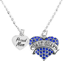Coast Guard Proud Mom, Heart Charm Necklace, Adjustable, Hypoallergenic, Safe- Nickel, Lead, and Cadmium Free