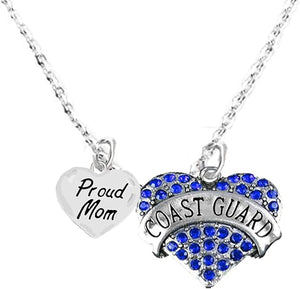 Coast Guard Proud Mom, Heart Charm Necklace, Adjustable, Hypoallergenic, Safe- Nickel, Lead, and Cadmium Free