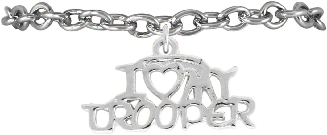 State Trooper I Love My Trooper Hypoallergenic Adjustable Bracelet Nickle, Lead Free