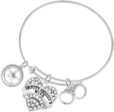 Deputy Sheriff's Wife Genuine Crystal Bracelet, Hypoallergenic Adjustable Nickle, Lead Free