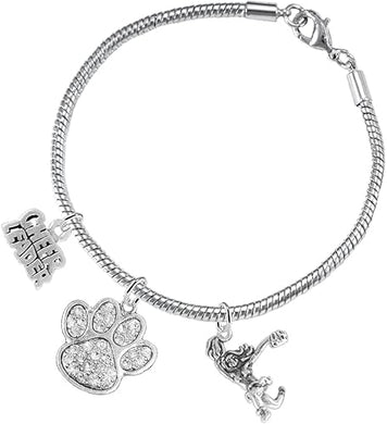 Paw Crystal Cheer 3 Charm Bracelet Safe-Hypoallergenic, Nickel, Lead and Cadmium Free