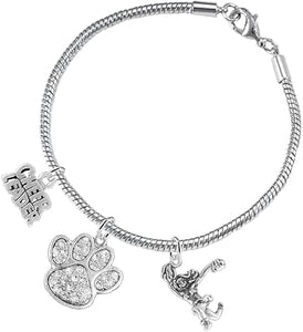 Paw Crystal Cheer 3 Charm Bracelet Safe-Hypoallergenic, Nickel, Lead and Cadmium Free