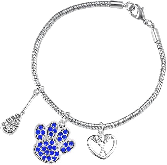 Lacrosse Jewelry, Blue Crystal Paw Jewelry, Hypoallergenic Safe-Nickel, Lead and Cadmium Free!