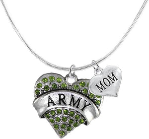 Army Mom Heart Necklace, Adjustable, Hypoallergenic, Will NOT Irritate Anyone with Sensitive Skin. Safe- Nickel, Lead and Cadmium Free