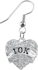 10 K Running Crystal Heart Earring-Hypoallergenic Nickel, and Lead Free!